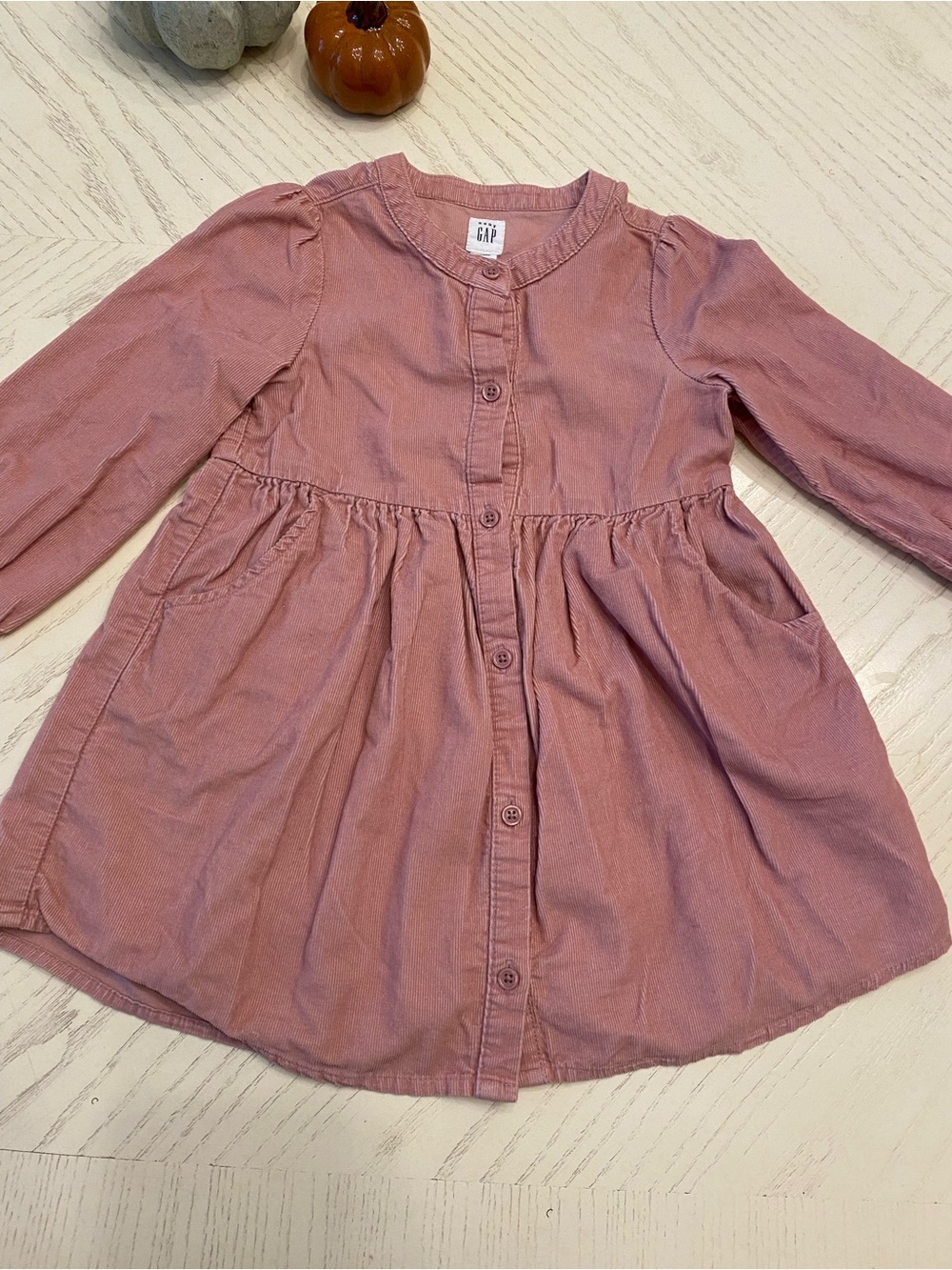 GAP Rose Pink Long-Sleeve Button-Front Casual Dress